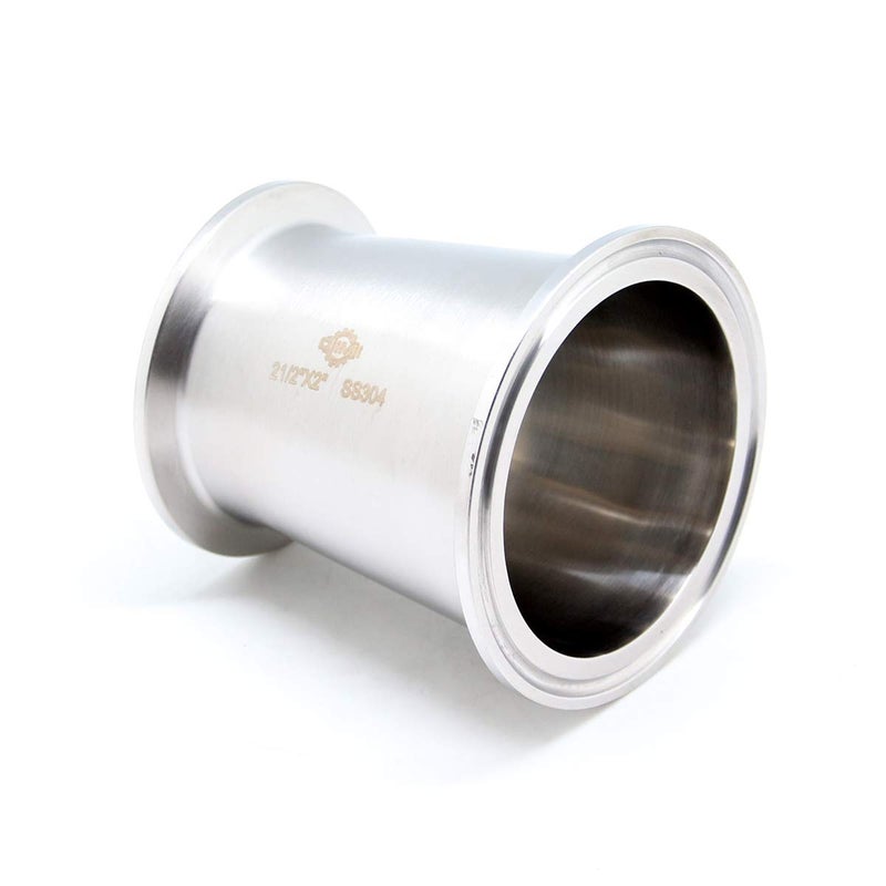 QiiMii Sanitary Fitting Reducer Fitting SS304 Tri Clamp Ferrule Style 2.5" Tube OD to 2" Tube OD (2.5 INCH X 2 INCH) - Image 1